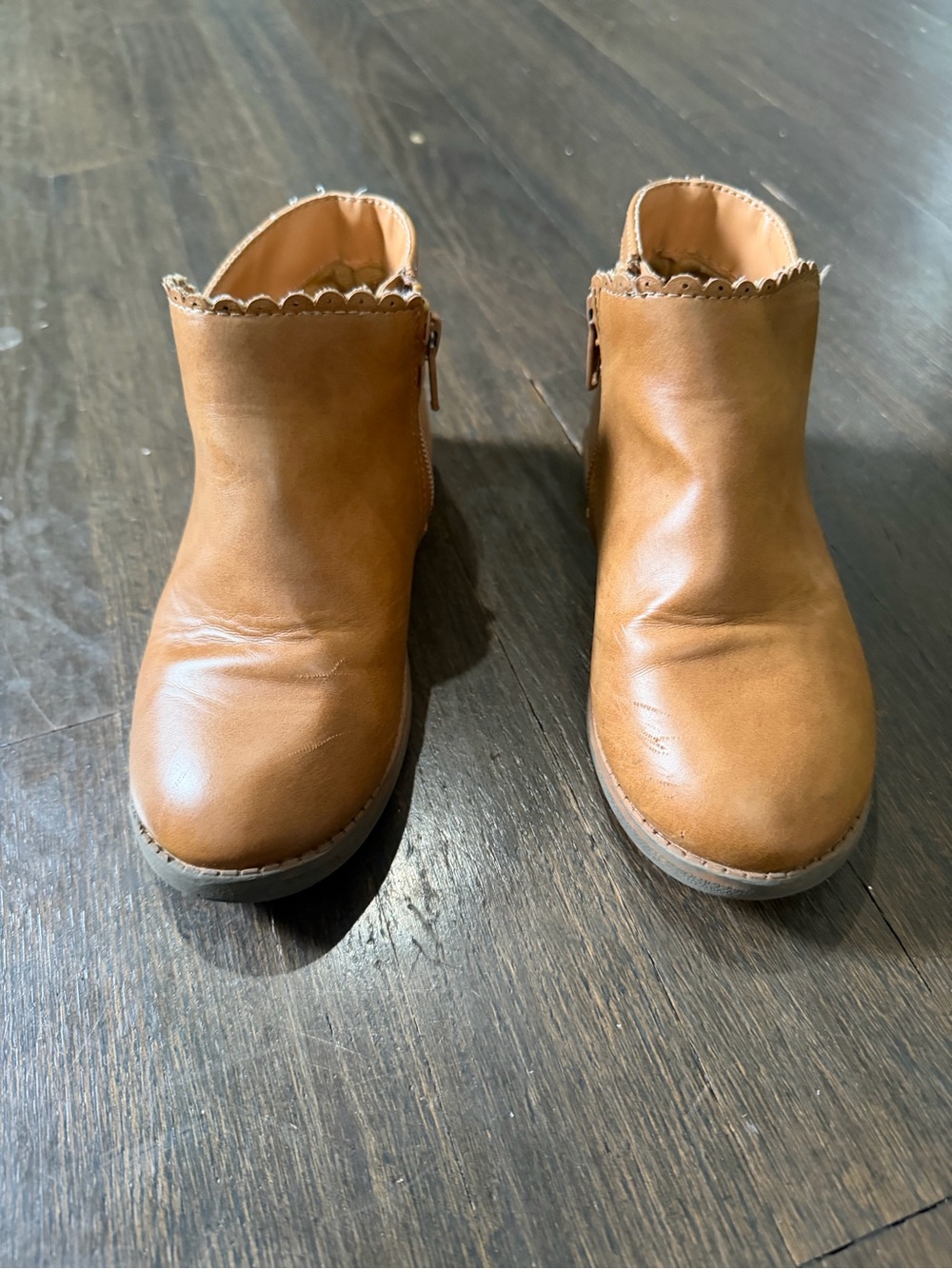 Gymboree Girls Tan Scalloped Ankle Boots